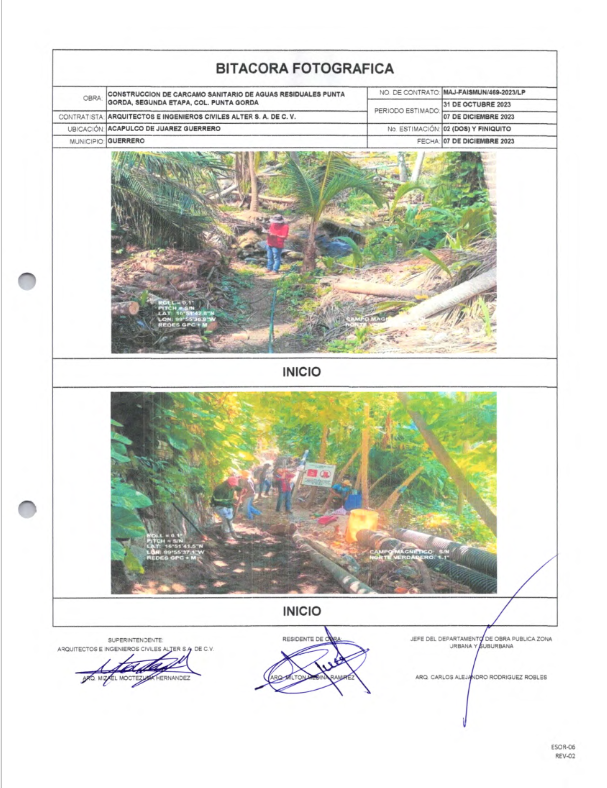 Evidencia fotográfica obra 5 Distrito 4