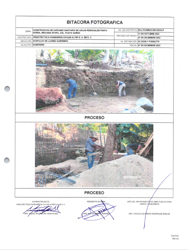 Evidencia fotográfica obra 5 Distrito 4
