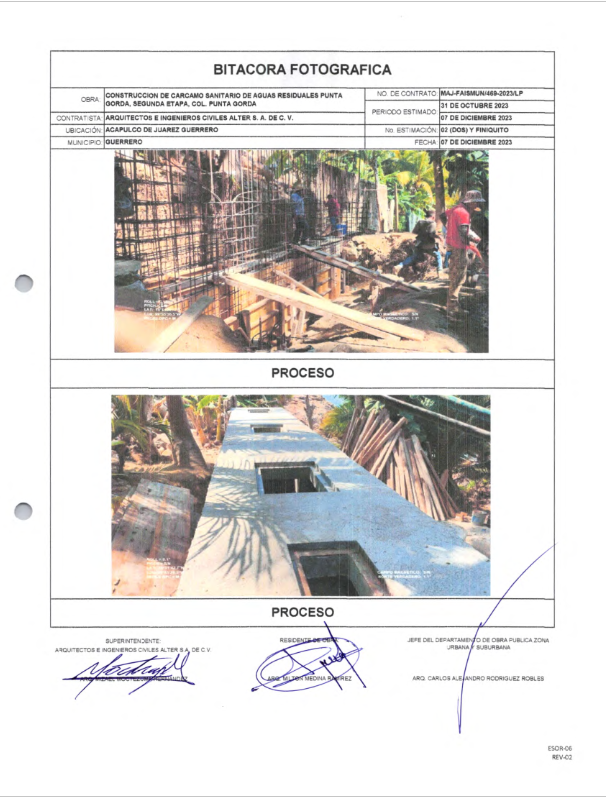 Evidencia fotográfica obra 5 Distrito 4