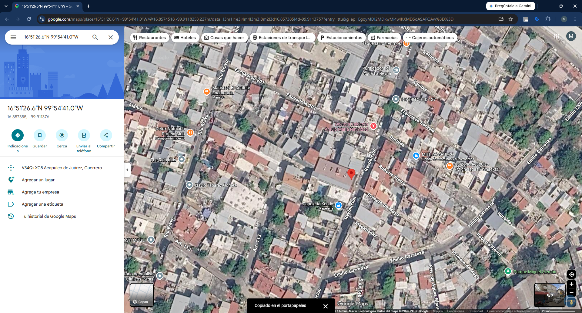 Geolocalización obra 20 Distrito 4